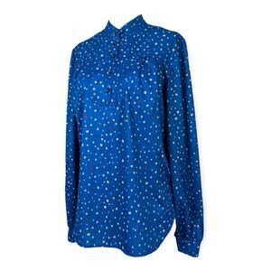 Vintage 70s Band Collar Henley Blouse